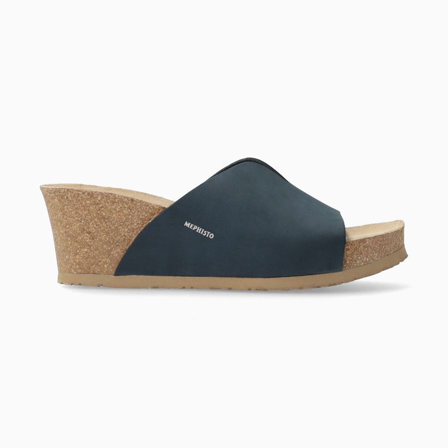 Mephisto LISANE Nubuck Női Wedge Szandál - Sötétkék, HU-23854